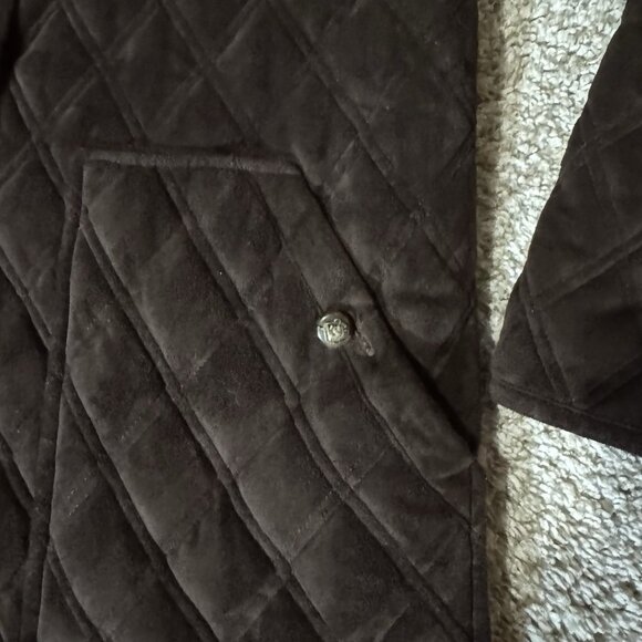 Lauren Ralph Lauren Barn Jacket Women’s P/P  Brown Quilted Microfiber Suede - Picture 3 of 10